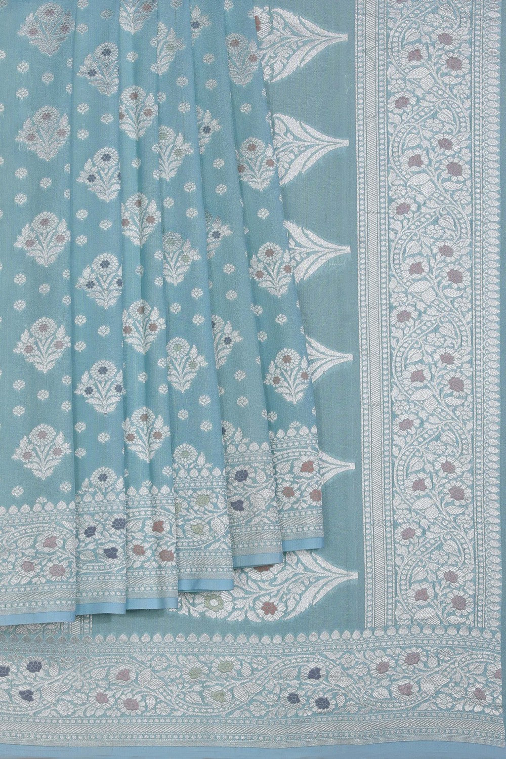 Image of Banarasi Tussar Silk Sea Blue Saree